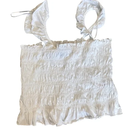 White Smocked Ruched Top - Picture 2 of 3